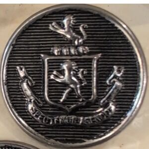 Vogue Original Buttons on Card "Spectemur Agendo" Silver Lion Crest Lot of 5 VTG